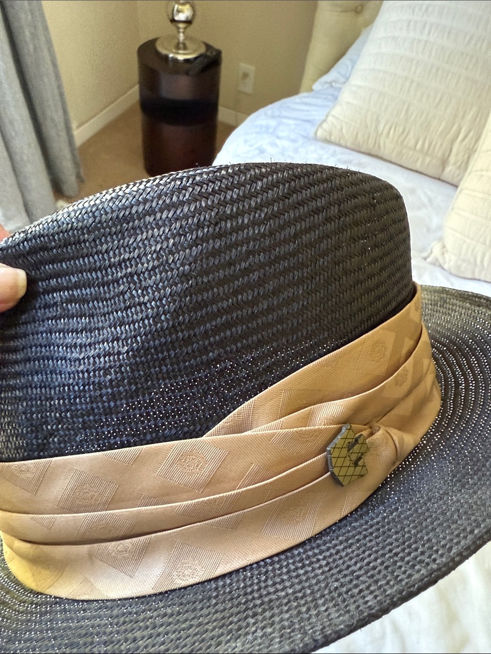 Goorin Bros Black Straw Fedora with Tan Trim